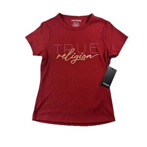 Tru Religion Women T-shirt Logo Red Size Medium NWT $59